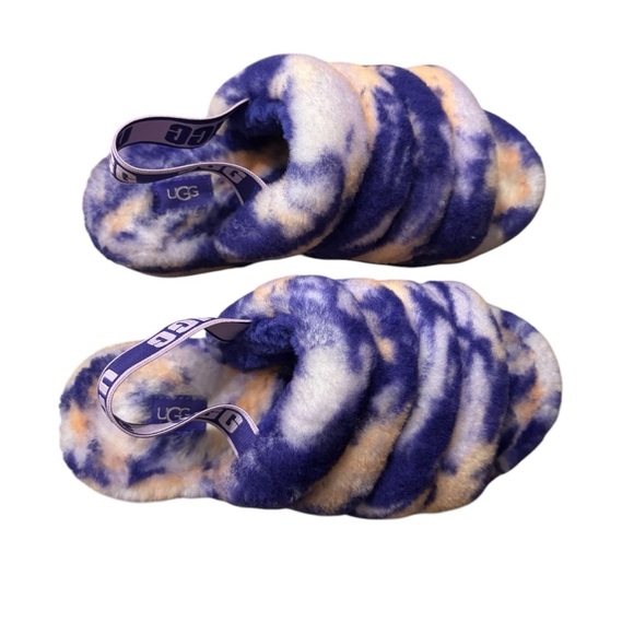 UGG Fluff Yeah Slide Sling Back Sandals in Purple/Pink Tie-Dye Size 7 — SASSY!!! - Picture 2 of 8